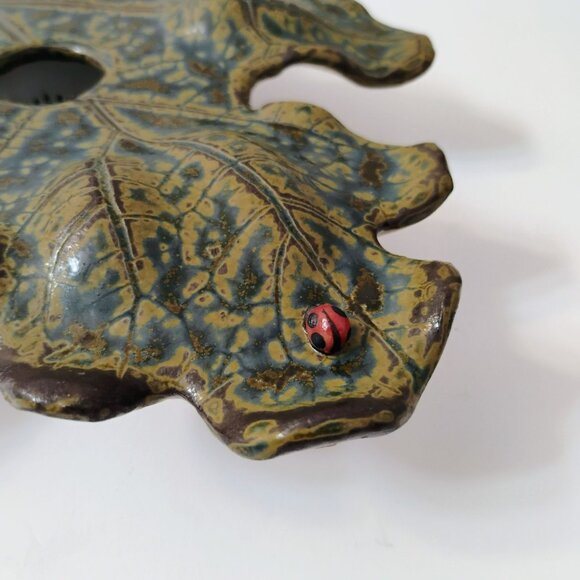 G.E.T Pottery Ikebana Vase Flower Frog, Leaf Shape & Ladybug Vintage Handcrafted - Picture 8 of 8